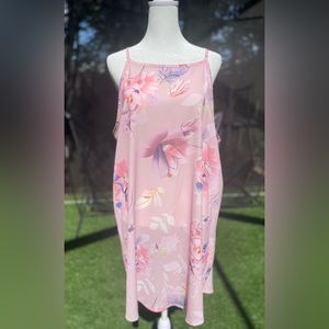 Pink Floral Sleeveless Dress. Size XL.